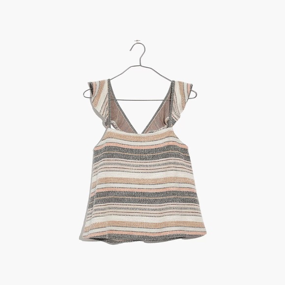 Madewell Texture Strip Ruffle Racerback Crop Tank - Picture 4 of 8